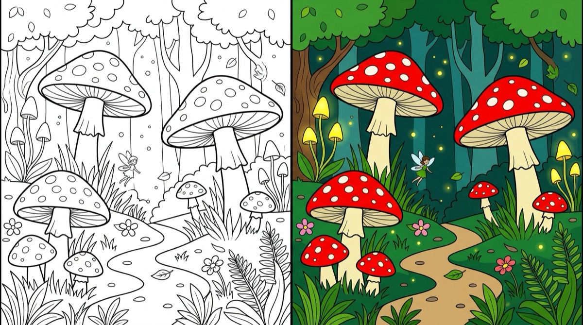 Amanita Mushroom Coloring Pages