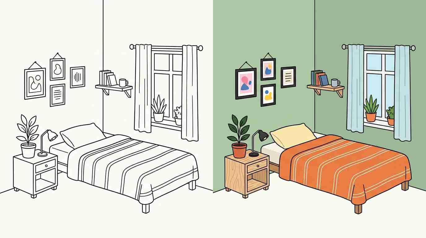 Cozy & Minimalist Scenes Coloring Pages