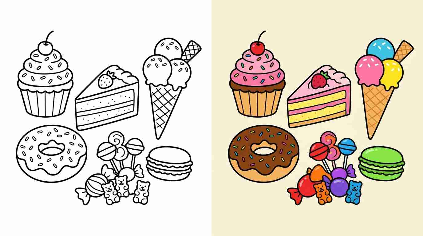Desserts & Sweets Coloring Pages