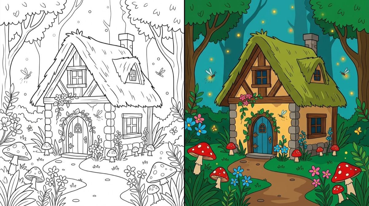 Fairy Cottage Coloring Pages