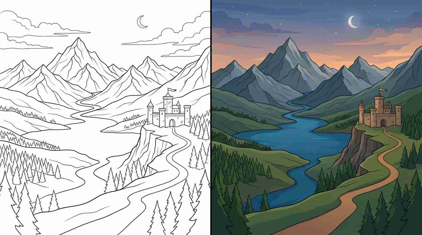 Fantasy Landscapes Coloring Pages