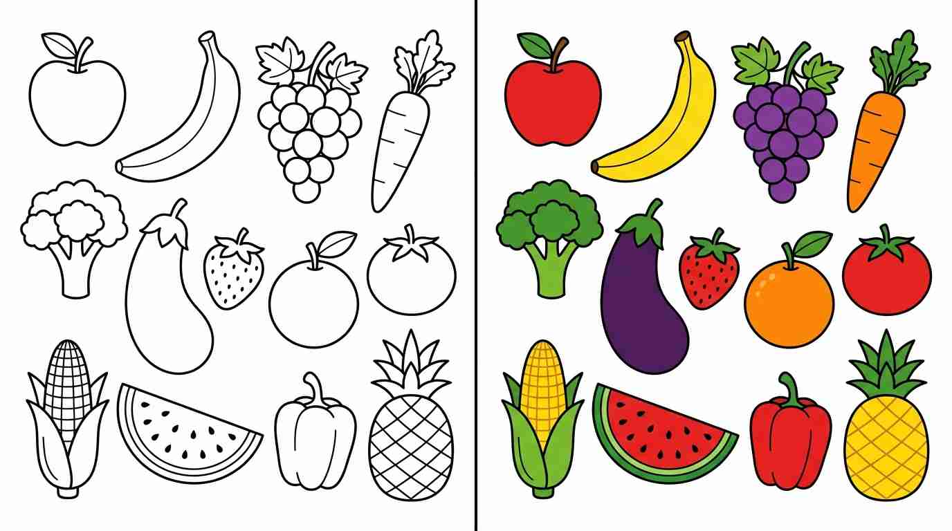 Fruits & Vegetables Coloring Pages