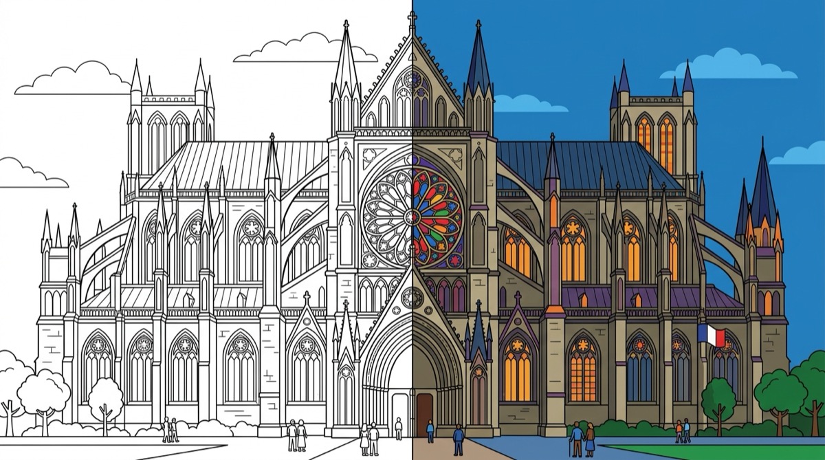 Gothic Cathedral Coloring Pages