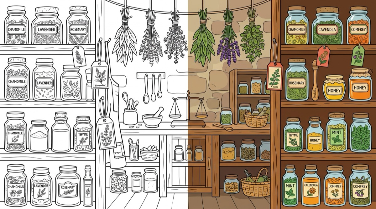 Herb & Apothecary Coloring Pages