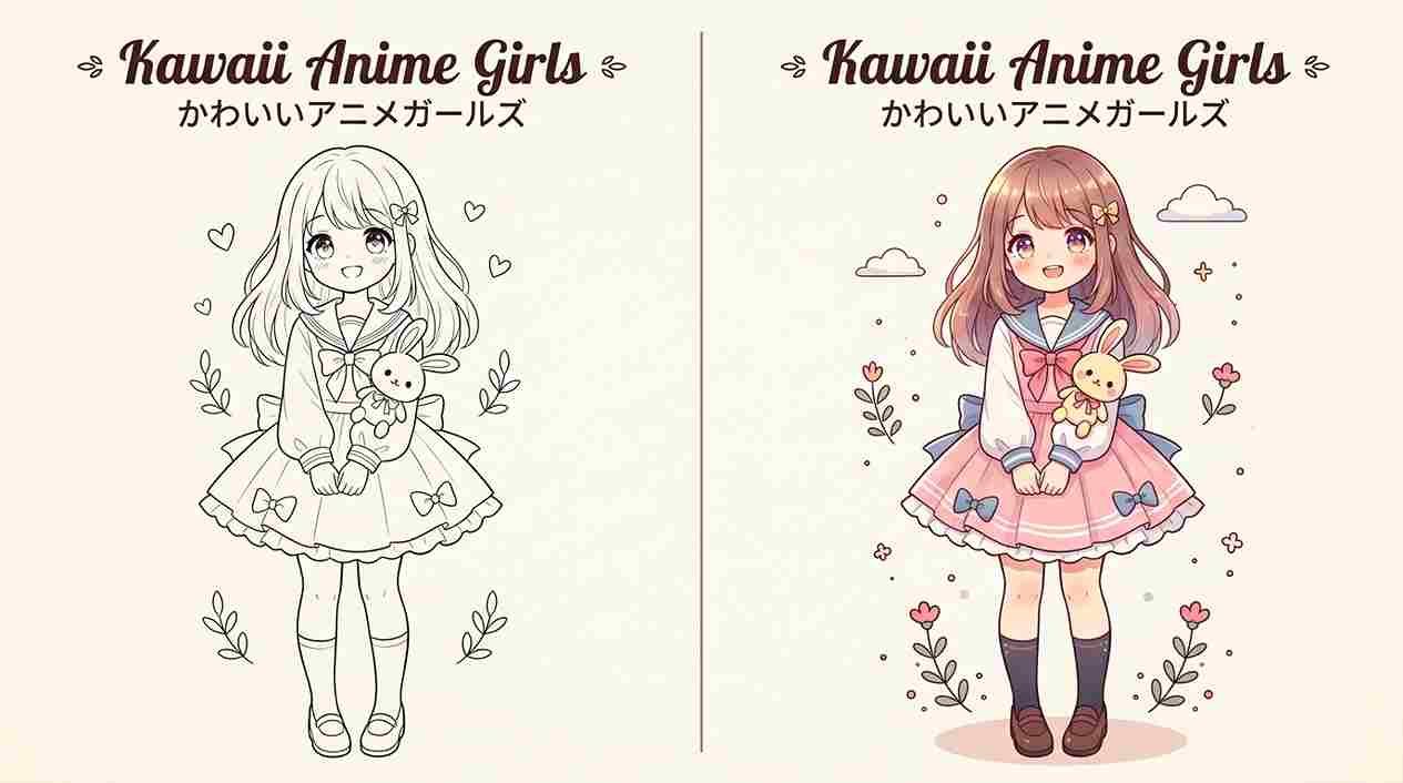 Kawaii Anime Girls Coloring Pages