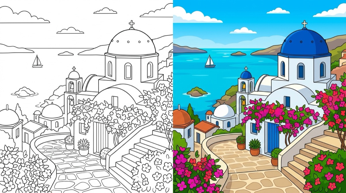 Mediterranean Architecture Coloring Pages