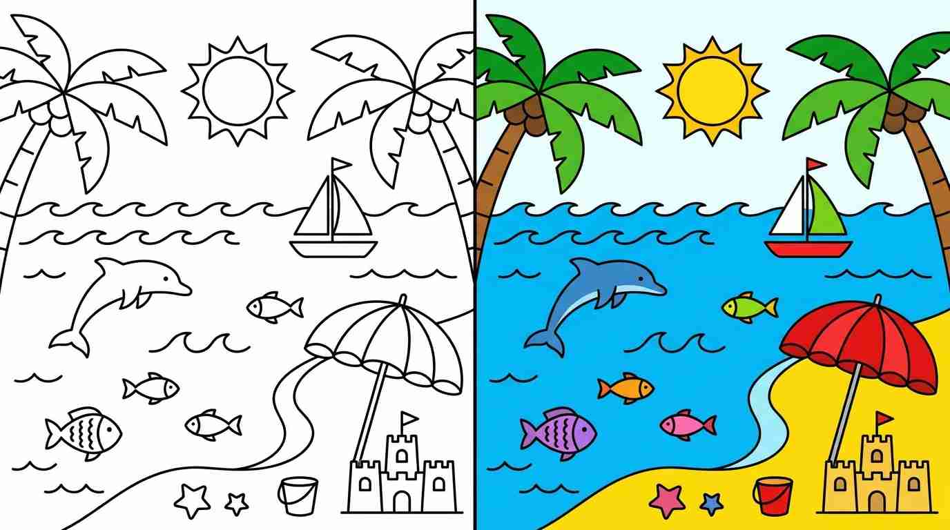 Ocean / Beach & Water Elements Coloring Pages
