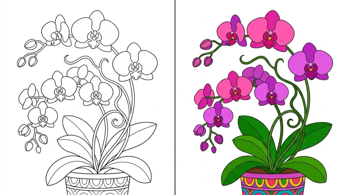 Orchids Coloring Pages