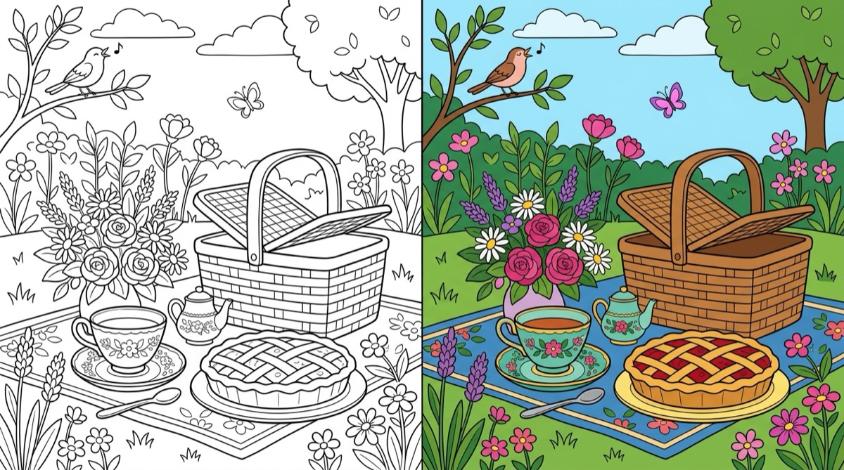 Picnic & Tea Time Coloring Pages