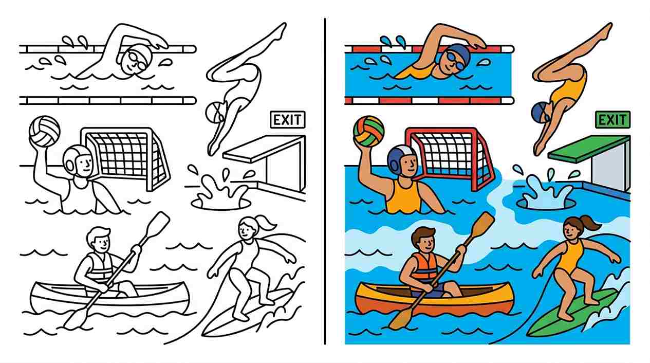 Swimming & Water Sports Coloring Pages