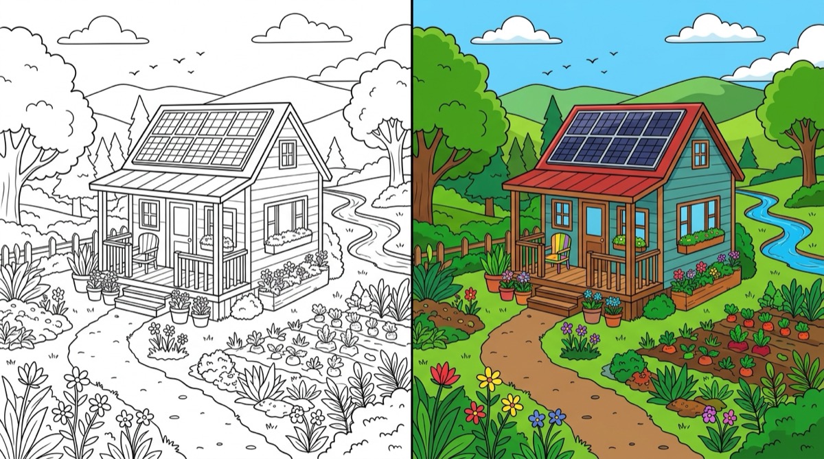 Tiny Houses Coloring Pages