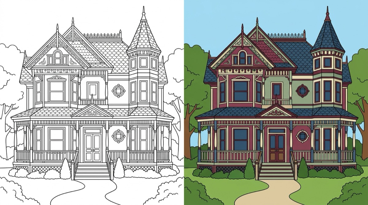 Victorian Houses Coloring Pages