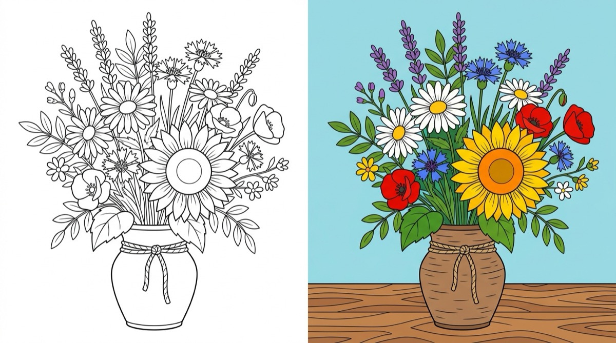 Wildflower Bouquet Coloring Pages