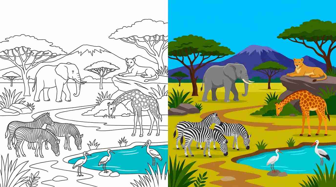 Wildlife in Natural Habitat Coloring Pages