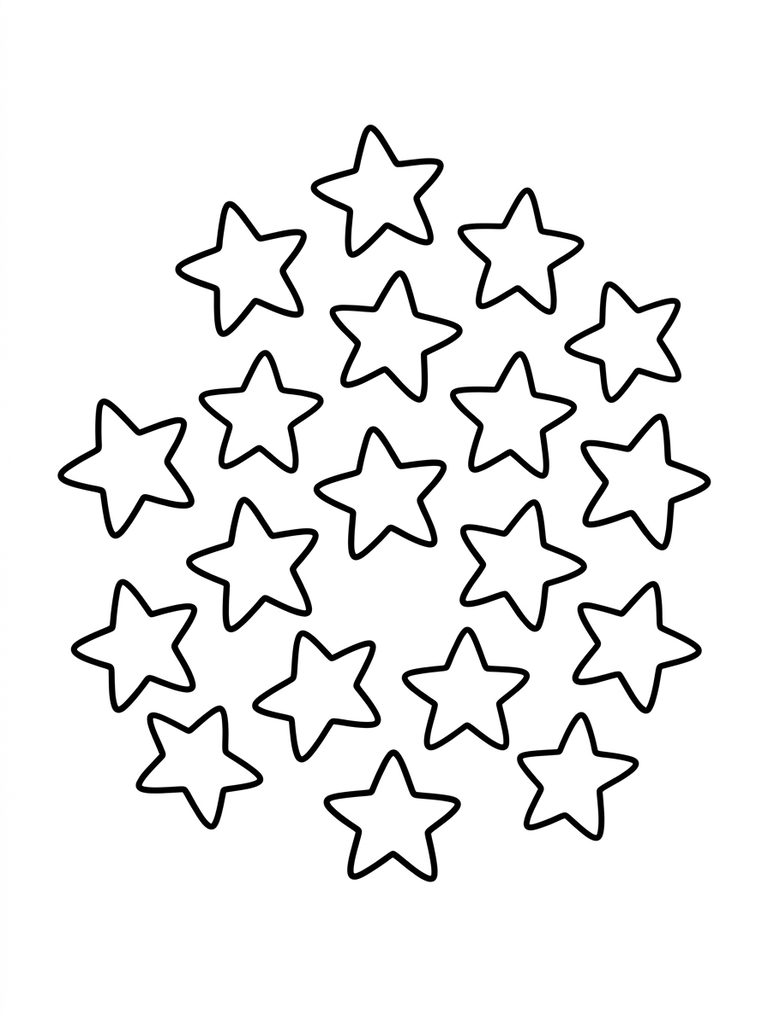 18 - Eighteen Stars Coloring Page