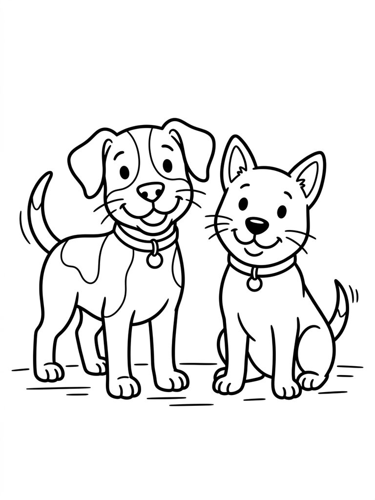2 - Two Dogs Coloring Page
