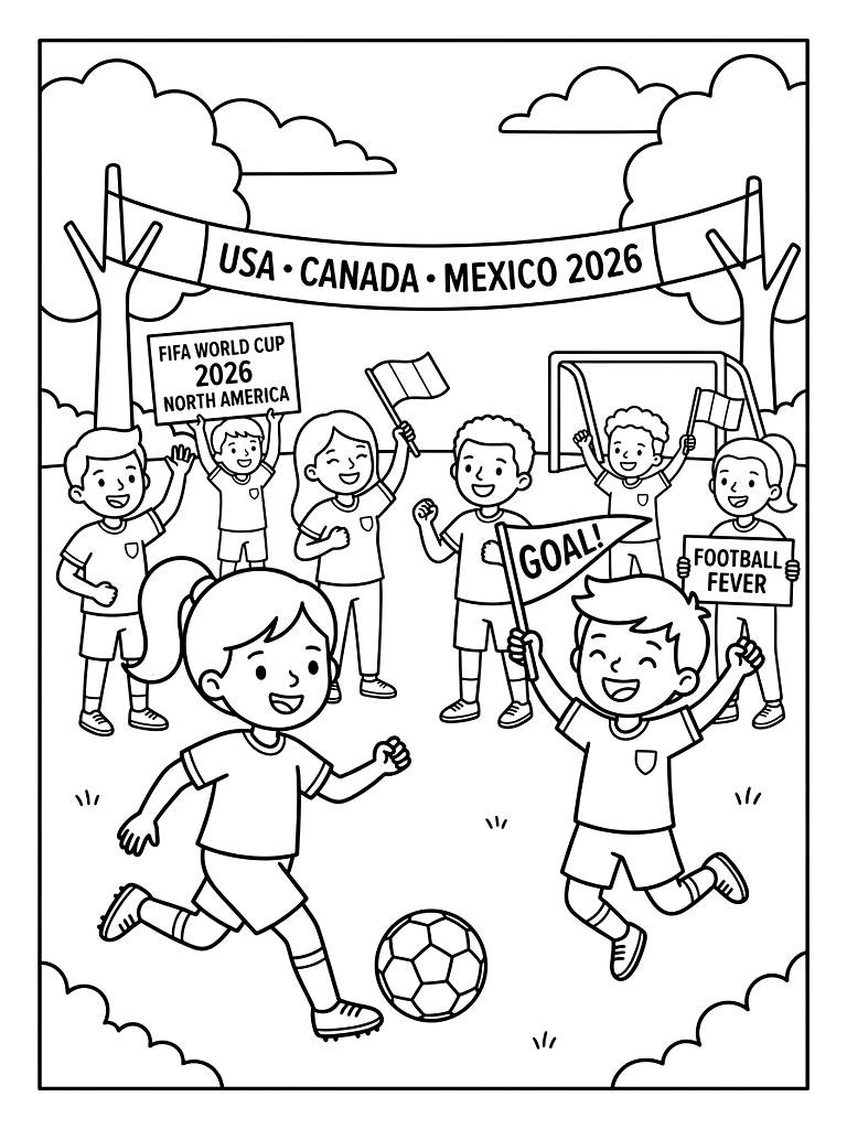 2026 FIFA World Cup North America Fever Coloring Page