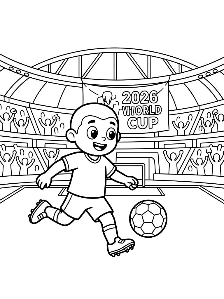 2026 FIFA World Cup Soccer Stadiums And Players Coloring Page