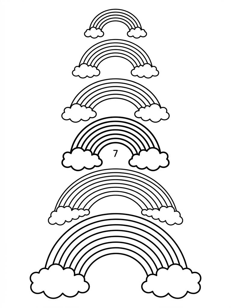 7 - Seven Rainbows Coloring Page