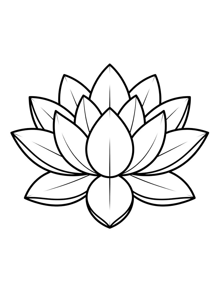 Aesthetic Mindfulness Breathing Guide Featuring A Large Stylized Lotus Flower With Smooth Radiating Petal Pathways For Finger Tracing Coloring Page