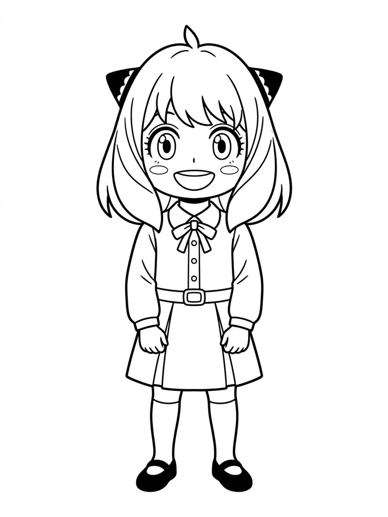 Anya Forger Cute Face / Big Eyes Smile Coloring Page