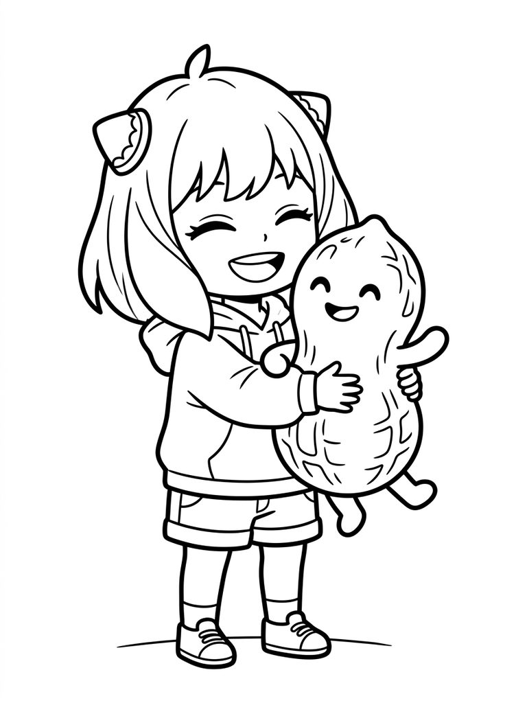 Anya With Peanut / Chibi Fun Moments Coloring Page