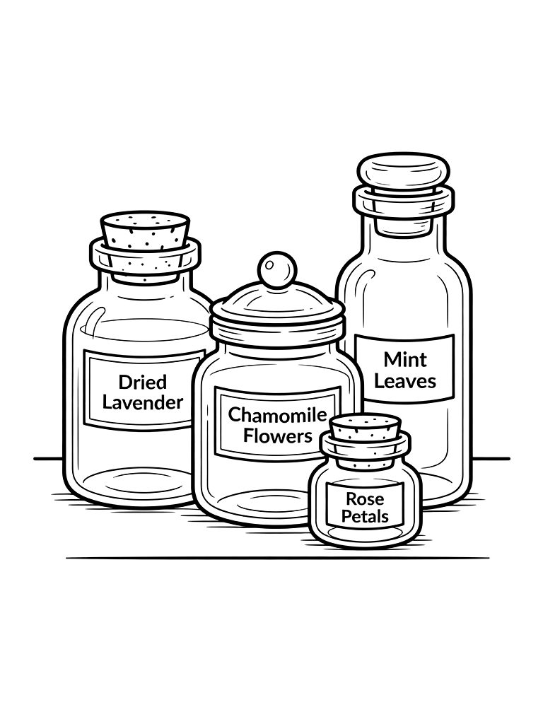 Apothecary Jar Collection Coloring Page