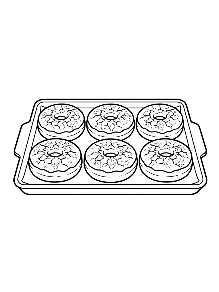 Batch Of Viral Crème Brûlée Donuts With Caramelized Sugar Tops On A Tray Coloring Page
