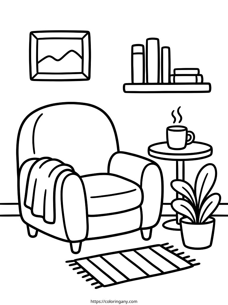 Bold & Easy Cozy Minimalist Scenes Coloring Page