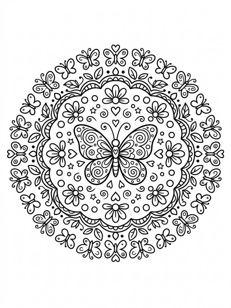 Butterfly Mandala Coloring Page