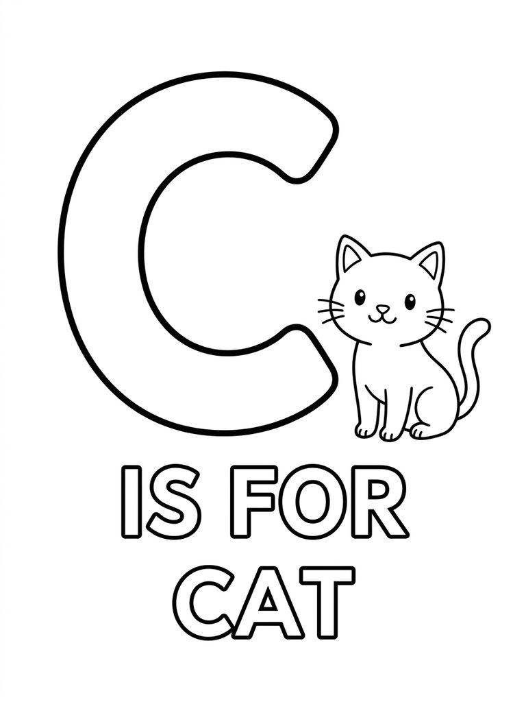 C Is For Cat Coloring Page