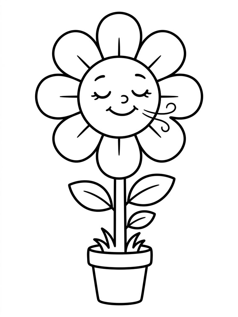 Calm Breathing Flower Coloring Page
