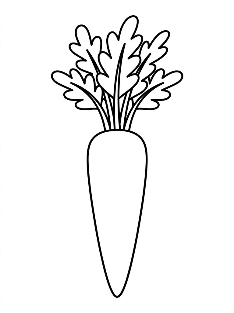 Carrot With Greens Coloring Page