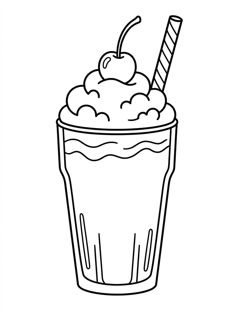 Chocolate Milkshake With Cherry Coloring Page