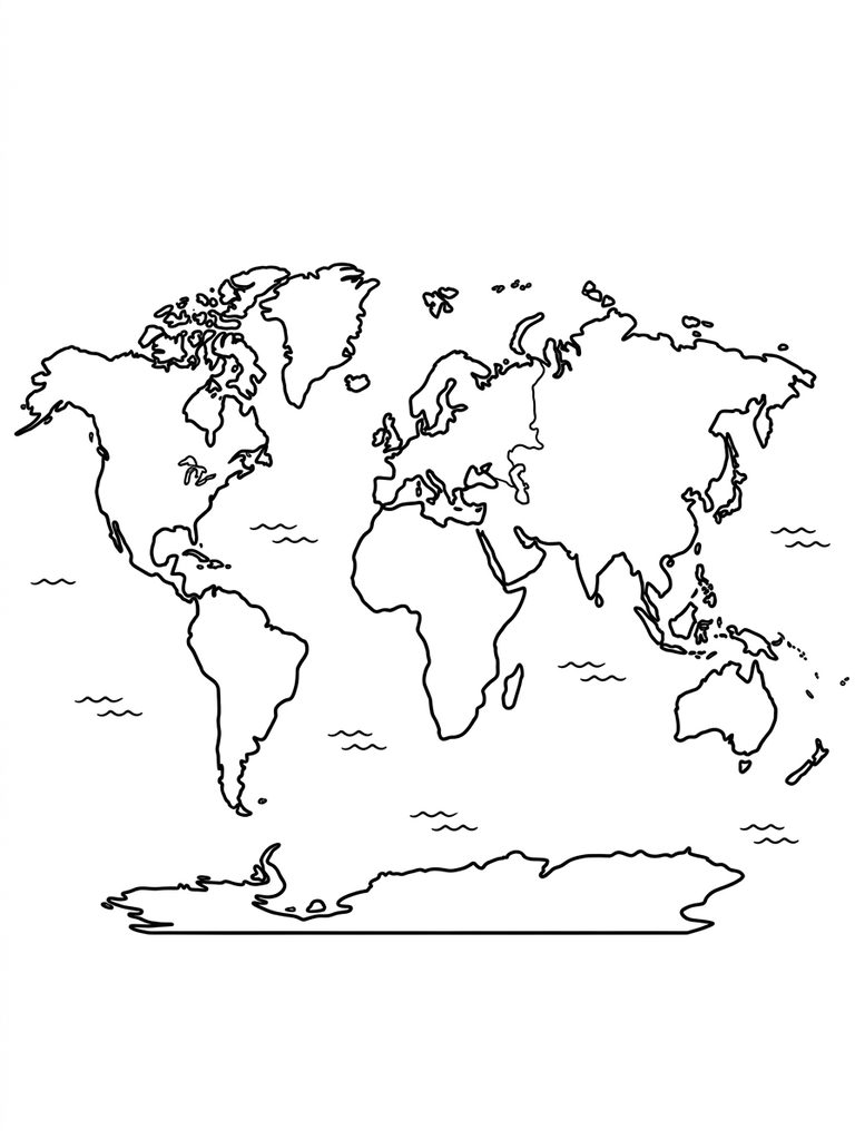 Color By Continent World Map Coloring Page
