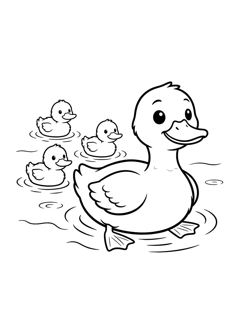 Color By Number Mother Duck And Ducklings Swimming In A Pond Coloring Page