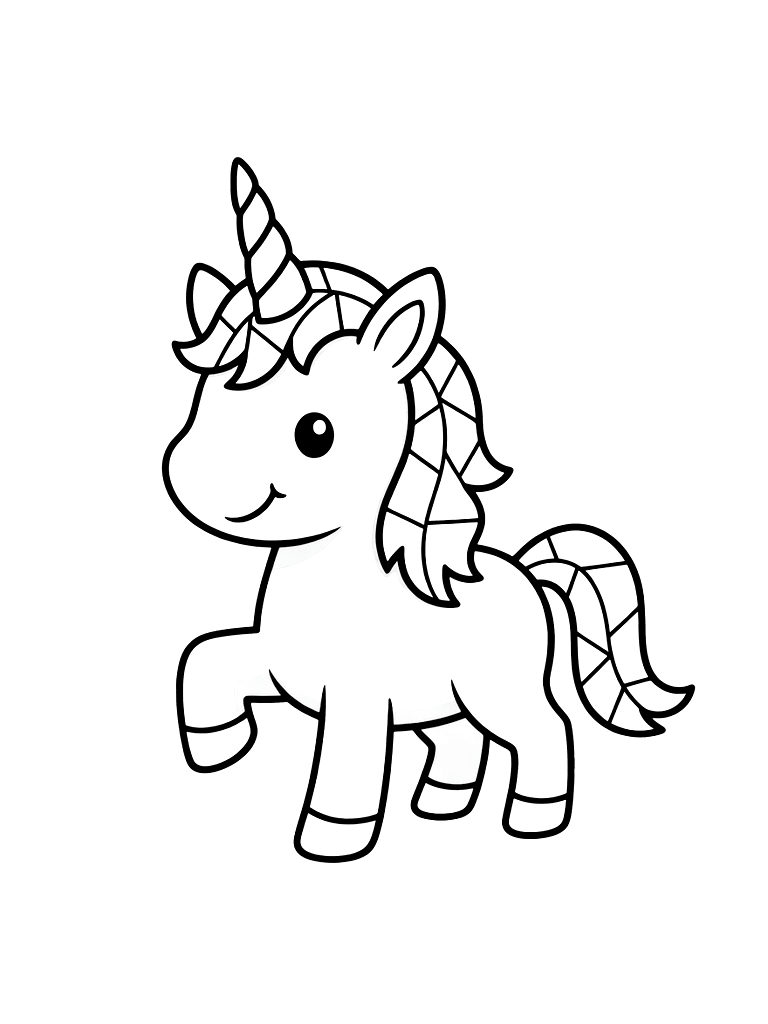 Color By Number Unicorn With A Stained-glass Style Mane And Geometric Crystal Horn Coloring Page
