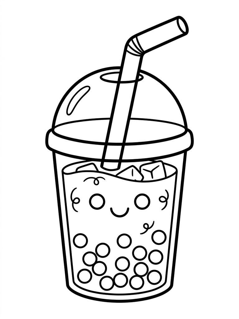 Colorful Bubble Tea Coloring Page