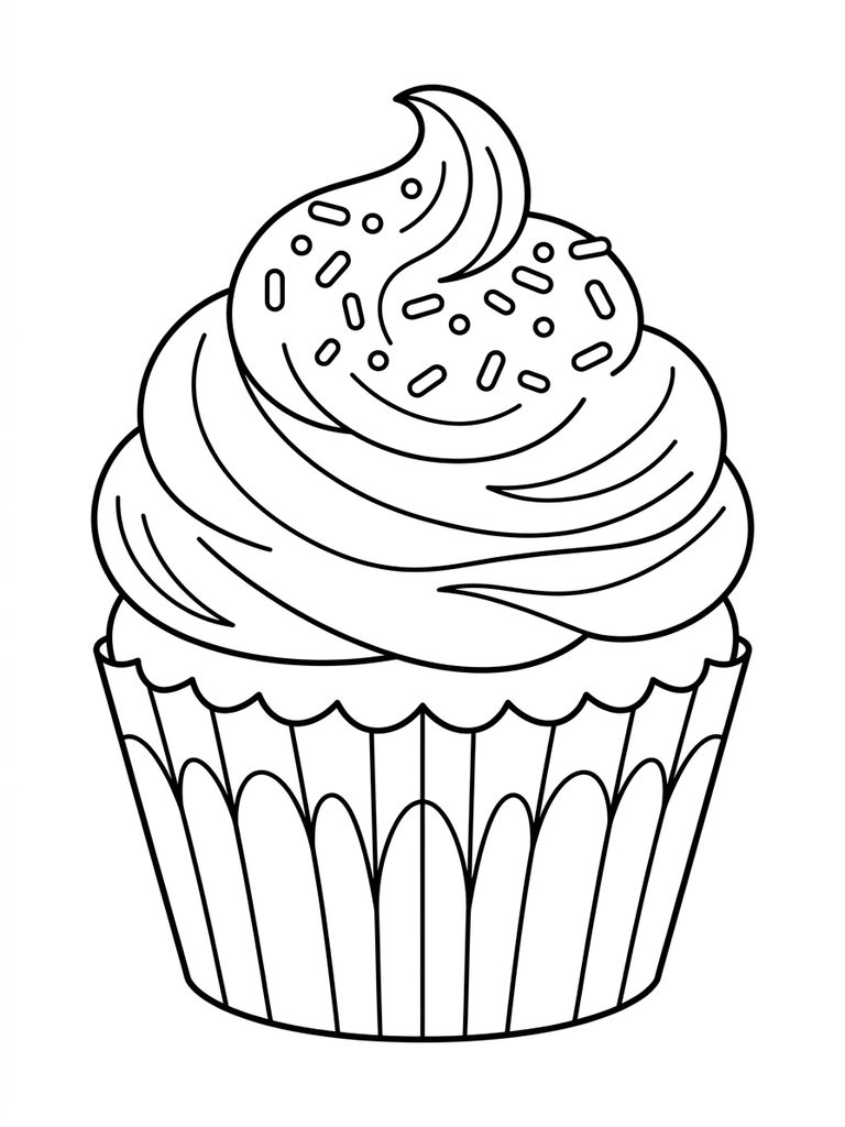 Cupcake With Sprinkles Coloring Page