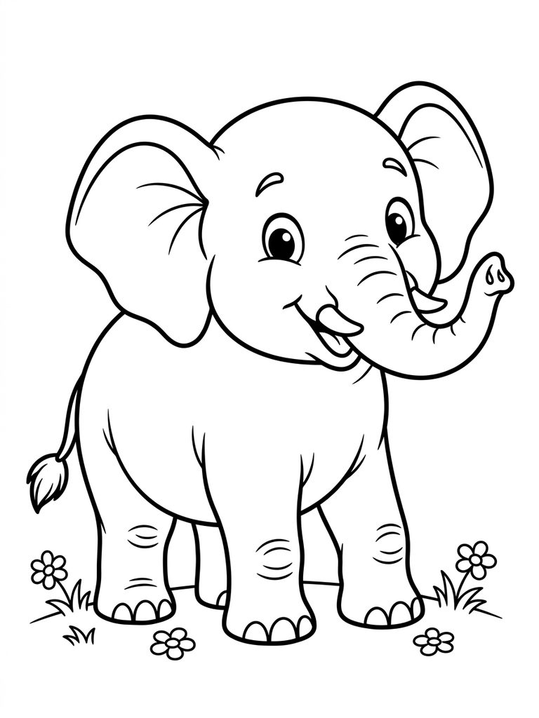 Cute Elephant Coloring Pages / Cartoon Elephant Coloring Pages Coloring Page