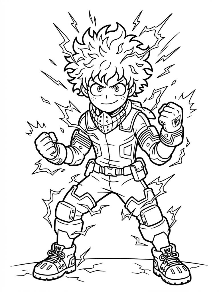 Deku (Izuku Midoriya) One For All / Power Up Pose Coloring Page