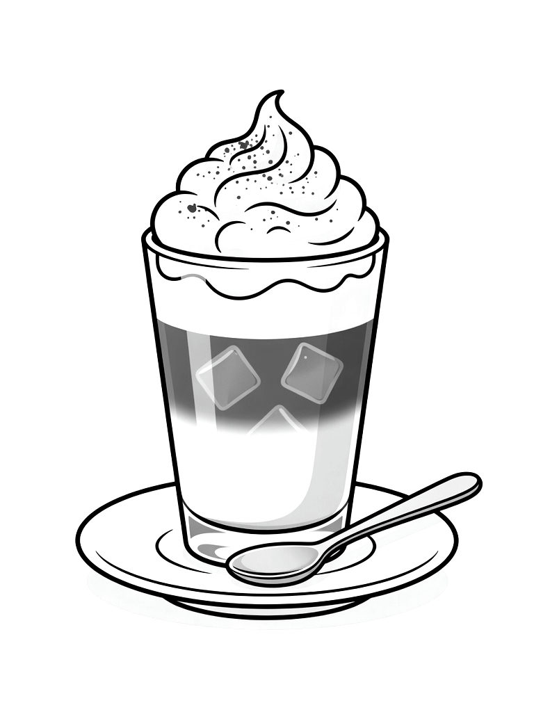 Detailed Dalgona Coffee With Whipped Coffee Foam And A Sprinkling Of Cocoa Powder Coloring Page