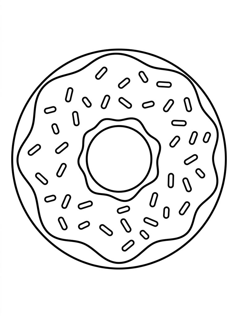 Donut With Icing And Sprinkles Coloring Page