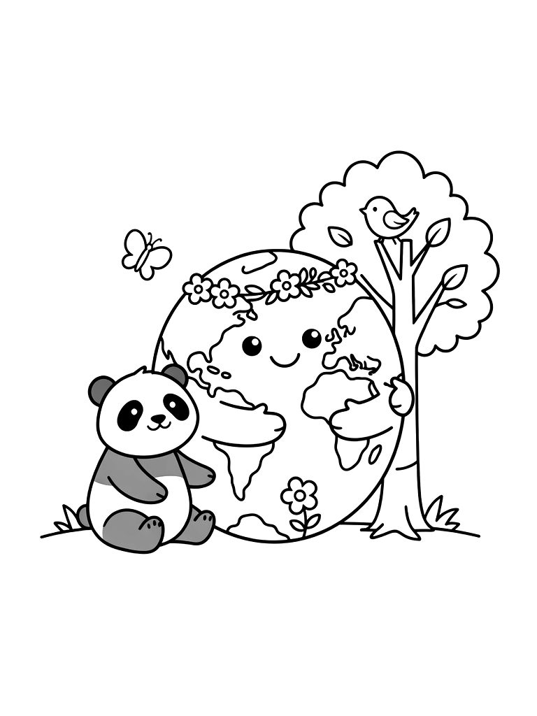 Earth Day & Biodiversity Conservation Coloring Page