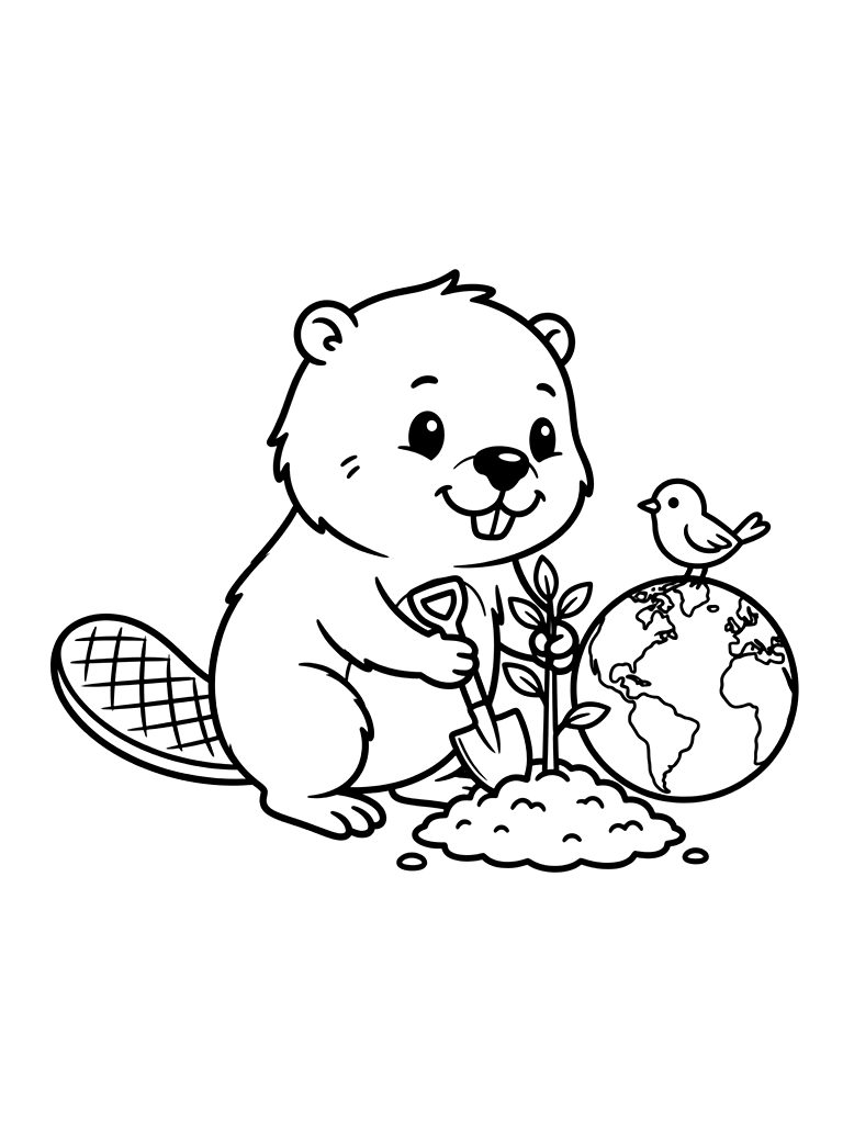 Earth Day Conservation & Wildlife Coloring Page
