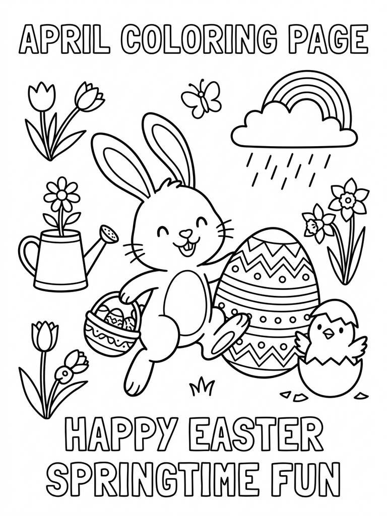 Easter April Coloring Page