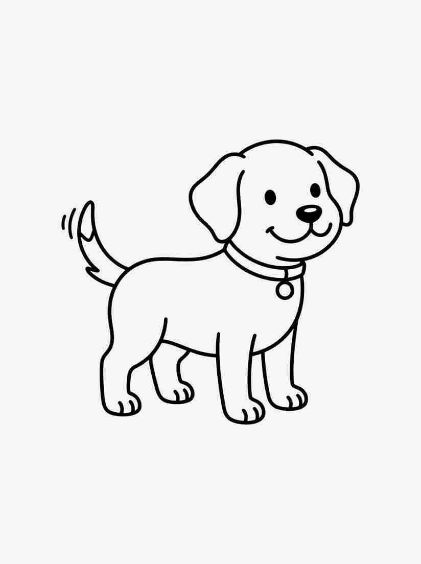 Easy Dog Coloring Page