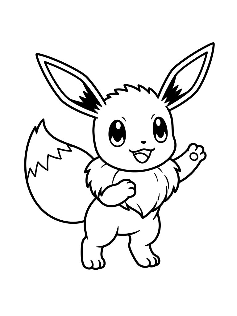 Eevee Cute Standing Coloring Page