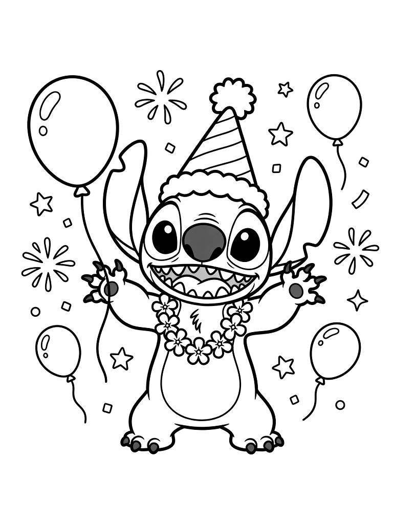 Experiment 626 Stitch Day Celebration Patterns Coloring Page