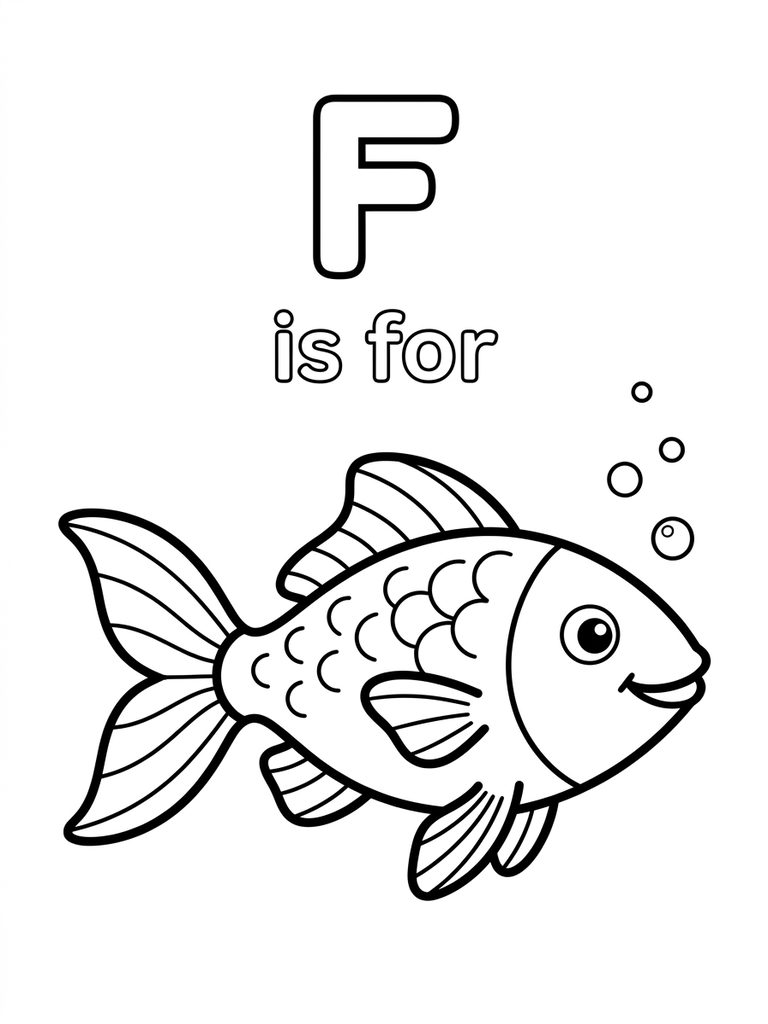 F Is For Fish Coloring Page